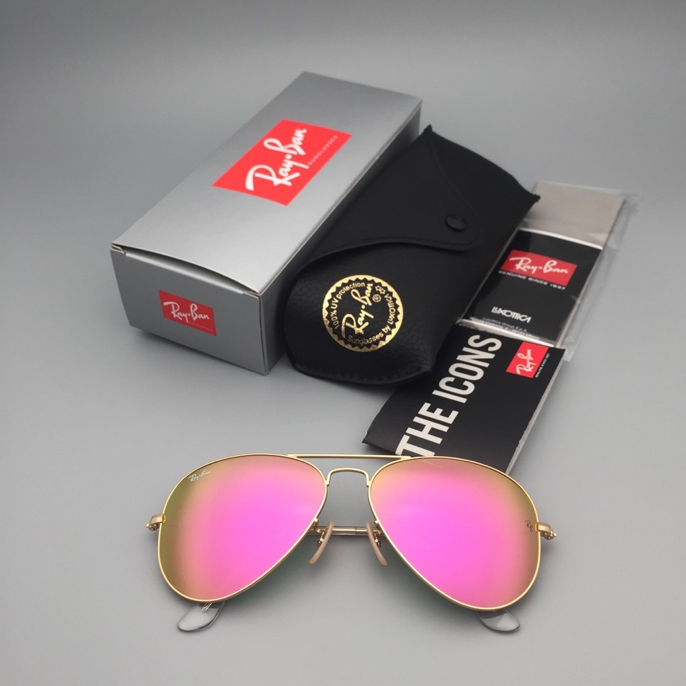 RB3025 112/4T Aviator Sunglasses Gold Pink